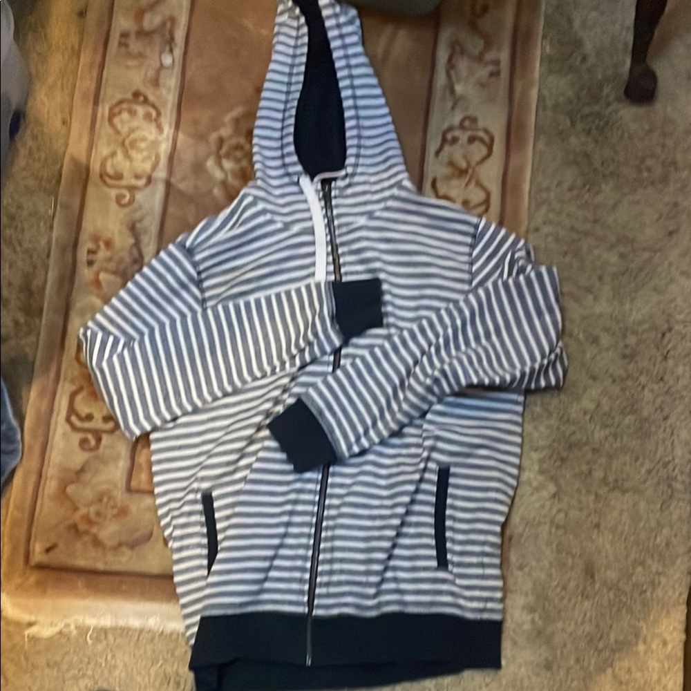 Striped Gray and White Men's Hoodie